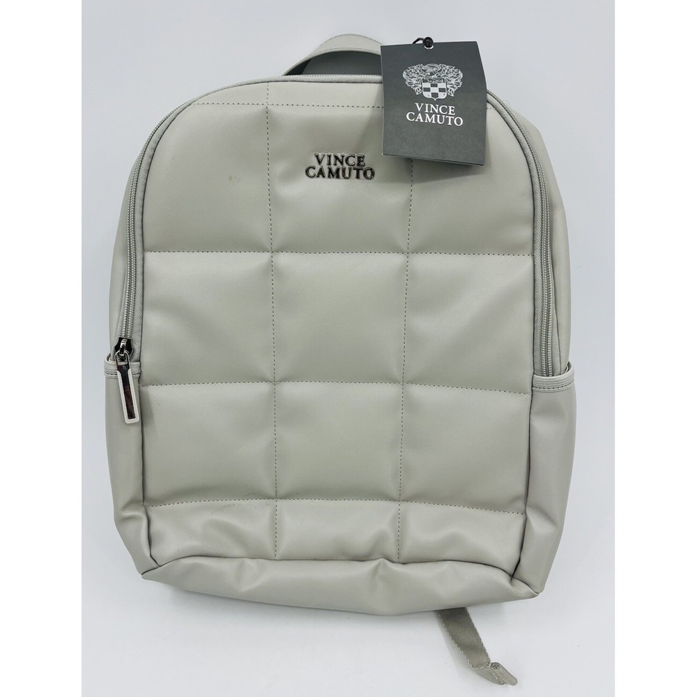 Vince Camuto Addison Gray Quilted Puffy Backpack Faux Leather